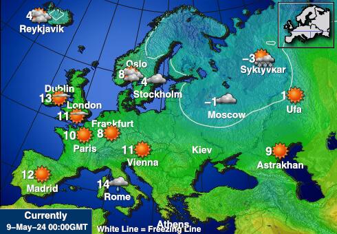 Европа Временска прогноза, Температура, Карта 