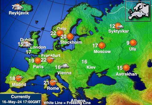 Eurooppa Sää lämpötila kartta 