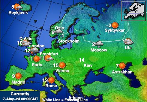 Európa Mapa teplôt počasia 
