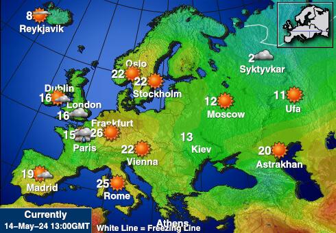 Европа Температурна карта за времето 