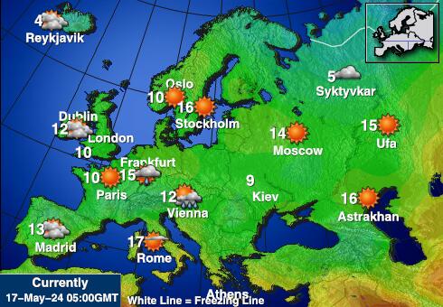 Eropah Peta suhu cuaca 