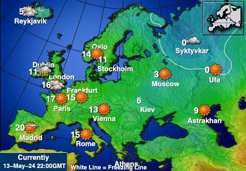 ヨーロッパ 天気温度マップ 