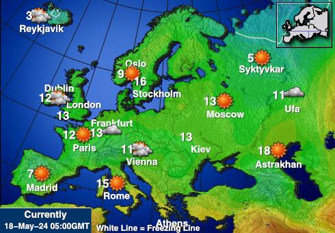 Europa Weer temperatuur kaart 