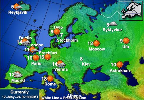 Europa Vejret temperatur kort 
