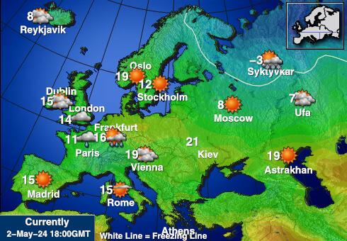 Europa Weer temperatuur kaart 