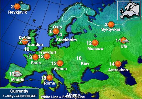 Европа Температурна карта за времето 