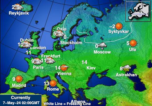 أوروبا خريطة درجة حرارة الطقس 
