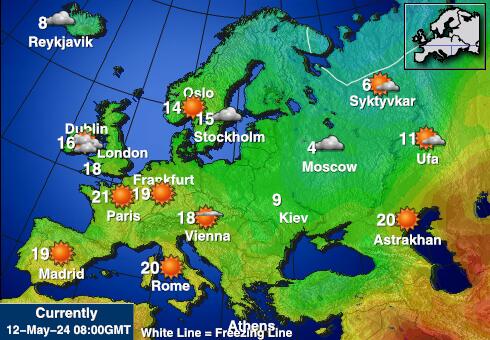 Europa Vädertemperaturkarta 