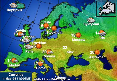 الاتحاد الأوروبي خريطة درجة حرارة الطقس 