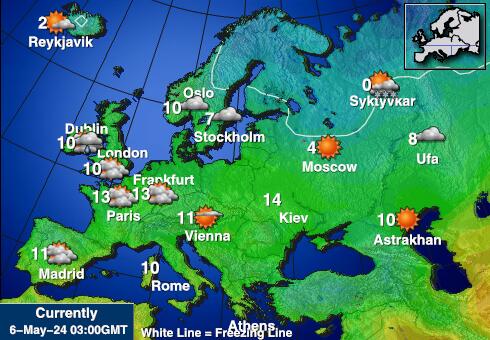 Europska Unija Vremenska prognoza, Temperatura, karta 