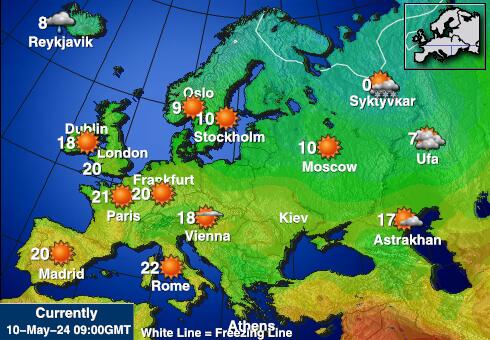 Europska Unija Vremenska prognoza, Temperatura, karta 