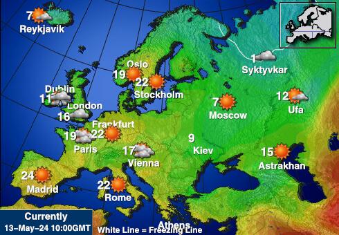Європейський Союз Карта температури погоди 