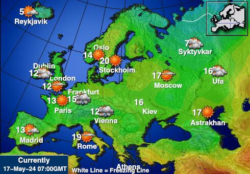 यूरोपीय संघ मौसम का तापमान मानचित्र 