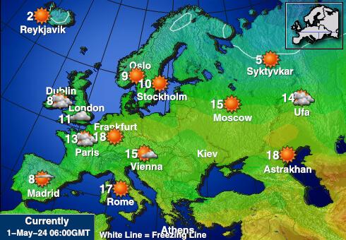 Európska únia Mapa teplôt počasia 