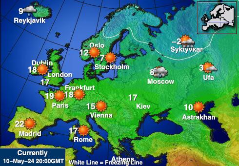 Unión Europea Mapa de temperatura Tiempo 