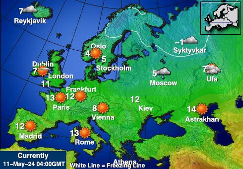 متحدہ یورپ موسم درجہ حرارت کا نقشہ 