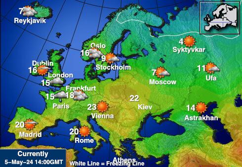 Euroopan unioni Sää lämpötila kartta 