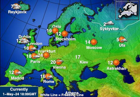Evropská unie Mapa počasí teplota 