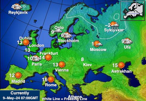 Europese Unie Weer temperatuur kaart 