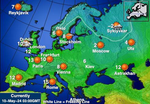 Euroopan unioni Sää lämpötila kartta 