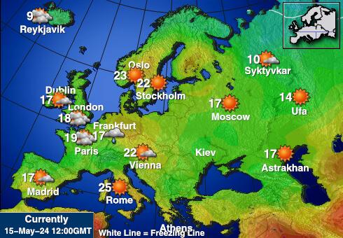 Unión Europea Mapa de temperatura Tiempo 