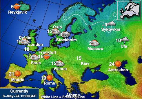 유럽​​ 연합 (EU) 날씨 온도지도 