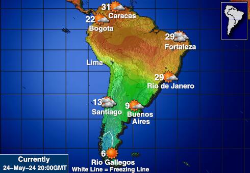 Îles Falkland (Malvinas) Carte des températures de Météo 