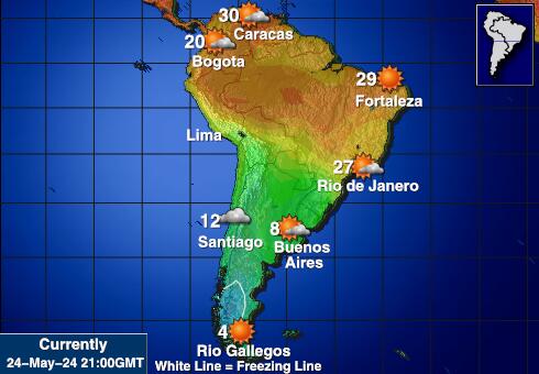 Falkland-szigetek (Malvinas) Időjárás hőmérséklet térképen 