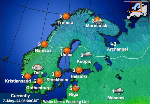 Finska Vremenska prognoza, Temperatura, karta 