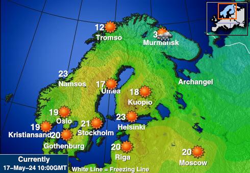 Finlandia Mapa de temperatura Tiempo 