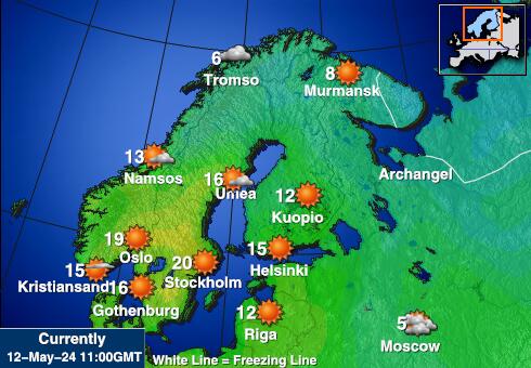 Finska Vremenska prognoza, Temperatura, karta 