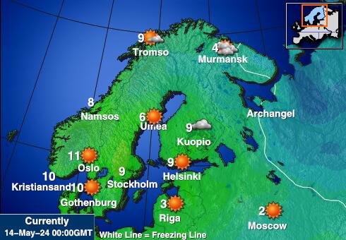 ฟินแลนด์ แผนที่อุณหภูมิสภาพอากาศ 