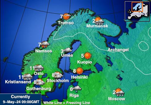 فنلندا خريطة درجة حرارة الطقس 