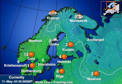 Finnország Időjárás hőmérséklet térképen 