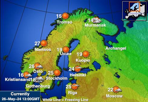 فنلندا خريطة درجة حرارة الطقس 