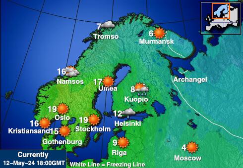 Fínsko Mapa teplôt počasia 