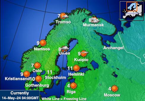 Фінляндія Карта температури погоди 