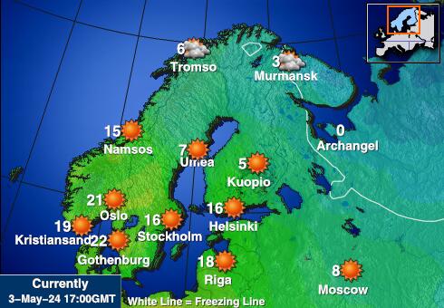 Финландия Температурна карта за времето 