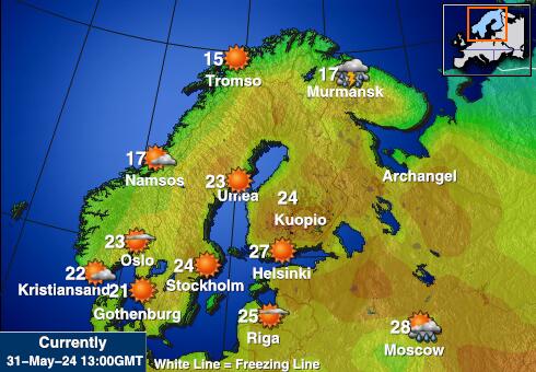 Финляндия Карта погоды Температура 