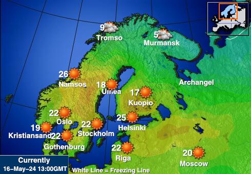 Финляндия Карта погоды Температура 