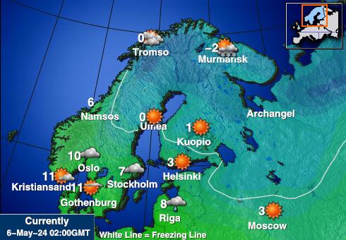 Fínsko Mapa teplôt počasia 