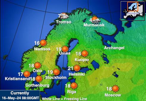 فن لینڈ موسم درجہ حرارت کا نقشہ 