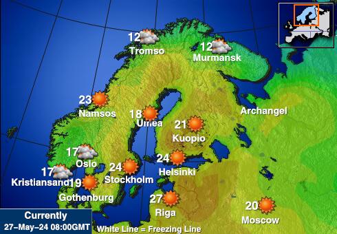 Finlande Carte des températures de Météo 