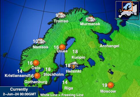 Φινλανδία Θερμοκρασία Καιρός χάρτη 