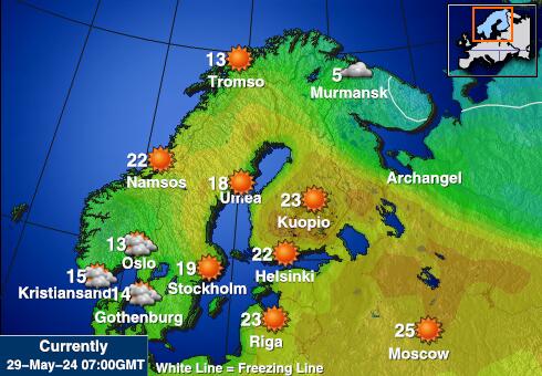 Финландия Температурна карта за времето 