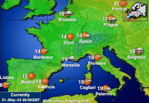 Franţa Harta temperaturii vremii 