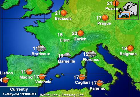 Francúzsko Mapa teplôt počasia 