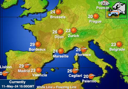 Perancis Peta Suhu Cuaca 