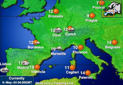 Француска Временска прогноза, Температура, Карта 
