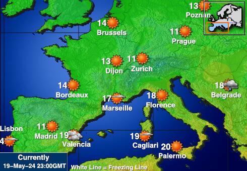 Francja Temperatura Mapa pogody 